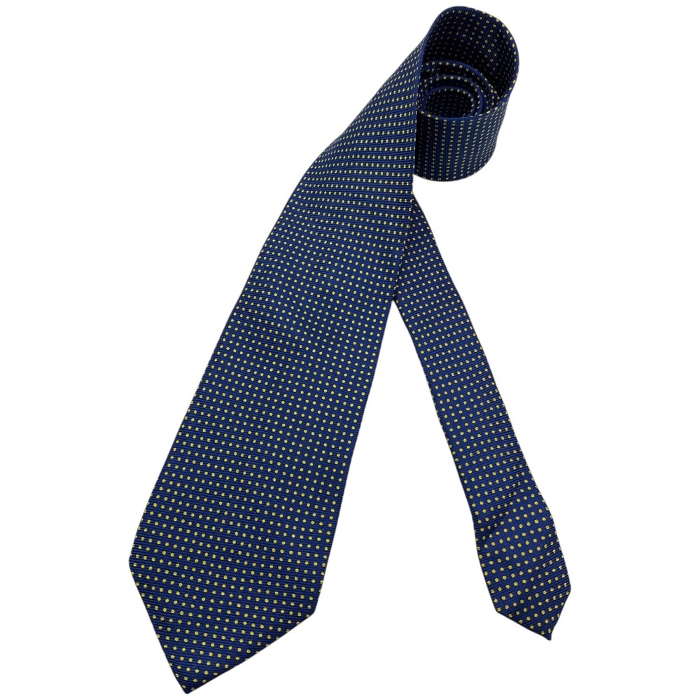 NICKY Blue/Yellow Polka Dot Silk LUXURY Tie ITALY